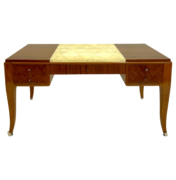 antique art deco desk with shagreen top and blond mahogany body