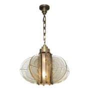 French Art Deco Chandelier with Deco style etched glass panels.