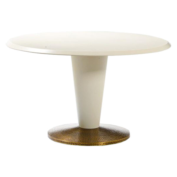 Italian Mid-Century Parchment Style-Lacquer Side table with brass base