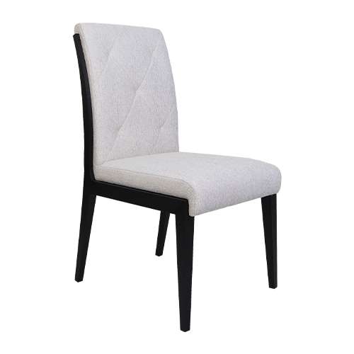 The Diaz chair features a black lacquer frame and legs with an upholstered back and seat.