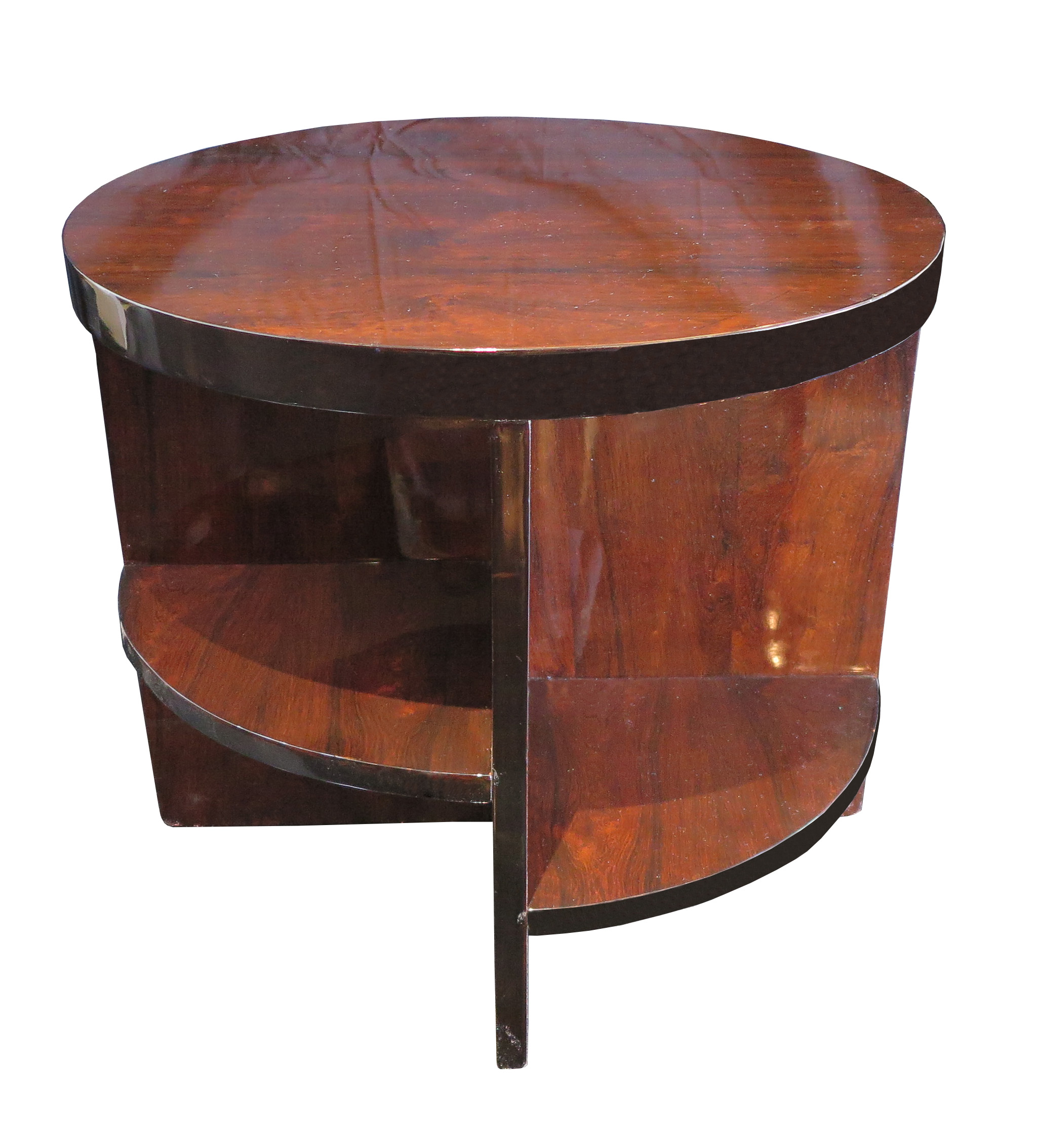 French Rosewood side table with black lacquer details on shelve apron