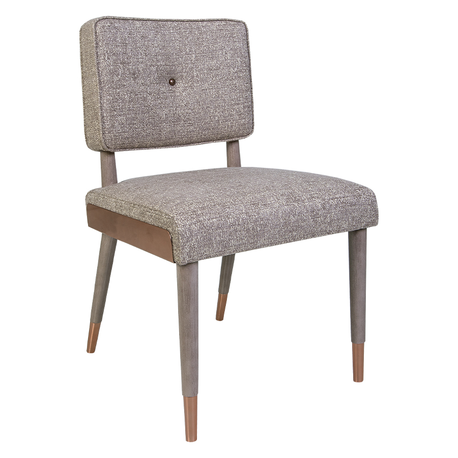 Dining Hollie with gray lacquer legs and brushed brass feet caps.